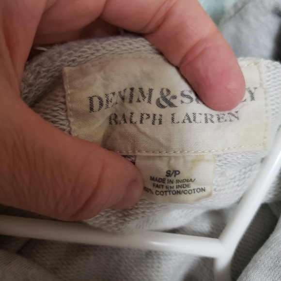 Denim & Supply Ralph Lauren Light Gray Vintage Sweatshirt Hoodie USA Flag  - Picture 3 of 3
